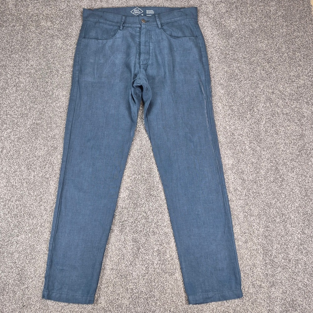 Alex Crane Cham Pants Mens 32 Blue Dusk 100% European Linen Made in USA